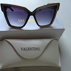 Valentino Black and Gold Women's Sunglasses